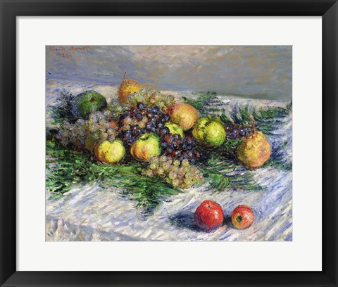 Framed Still Life with Pears and Grapes, 1880 Print