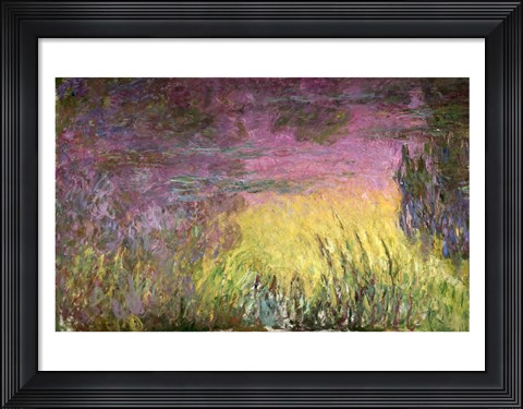 Framed Waterlilies at Sunset, 1915-26 (detail of left side) Print