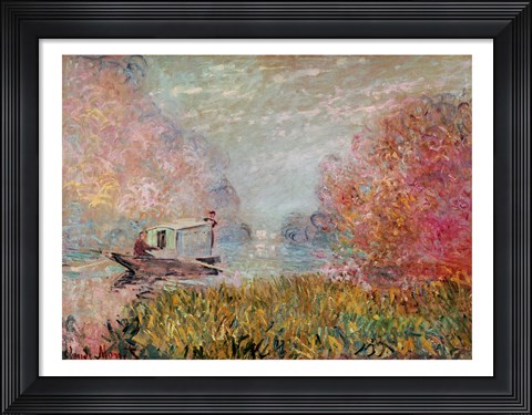 Framed Boat Studio on the Seine, 1875 Print