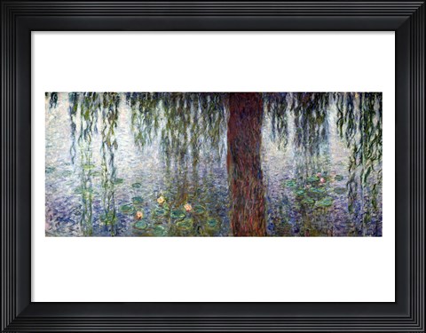 Framed Waterlilies: Morning with Weeping Willows, detail of the left section, 1915-26 Print