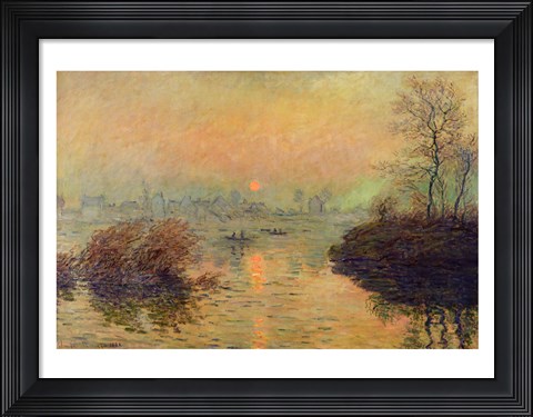Framed Sun Setting over the Seine at Lavacourt. Winter Effect, 1880 Print