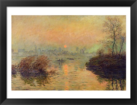 Framed Sun Setting over the Seine at Lavacourt. Winter Effect, 1880 Print