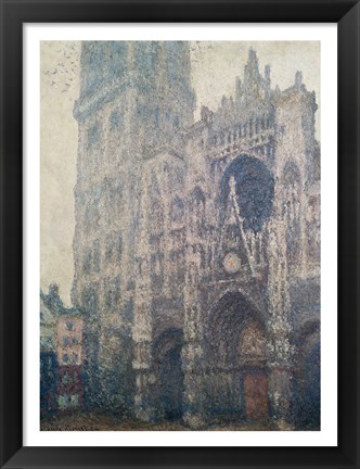 Framed Rouen Cathedral, West Portal, Grey Weather, 1894 Print