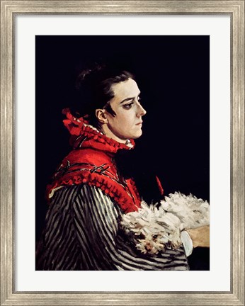 Framed Camille Monet (1847-79) in a Red Cape, 1866 Print