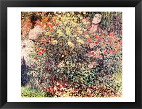 Framed Women in the Flowers, 1875 Print