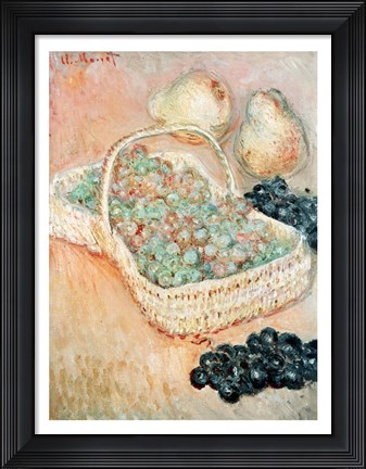 Framed Basket of Grapes, 1884 Print