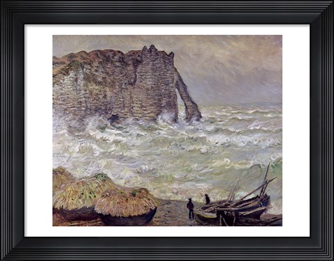 Framed Rough Sea at Etretat, 1883 Print