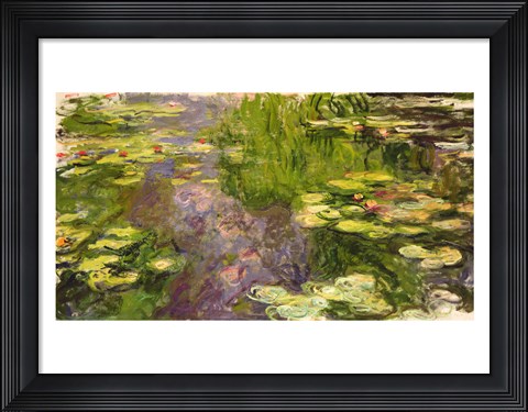 Framed Waterlilies (green horizontal) Print