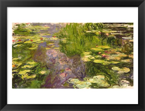 Framed Waterlilies (green horizontal) Print