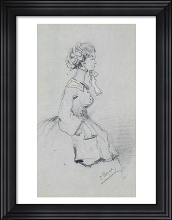 Framed Young woman with a ribbon, 1857 Print
