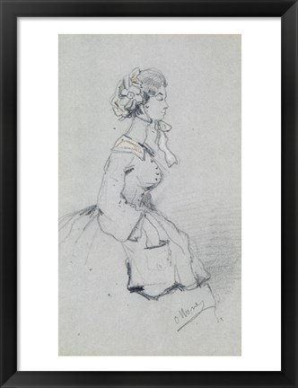 Framed Young woman with a ribbon, 1857 Print