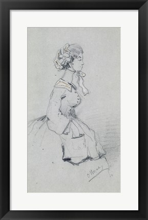 Framed Young woman with a ribbon, 1857 Print