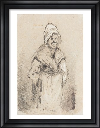 Framed Old Woman from Normandy full face Print