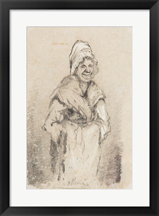 Framed Old Woman from Normandy full face Print