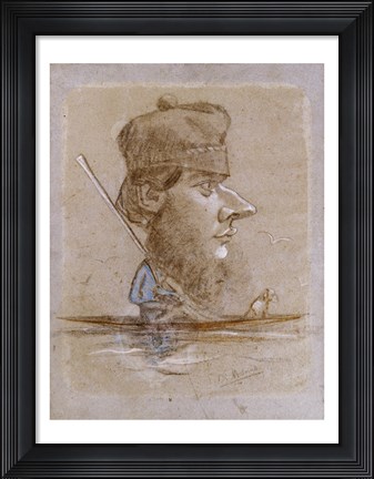 Framed Hunter and his Dog on a Boat, c.1858-59 Print