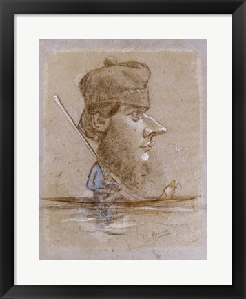 Framed Hunter and his Dog on a Boat, c.1858-59 Print