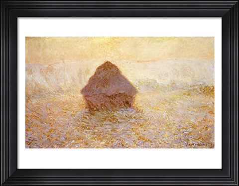 Framed Haystacks, Sun in the Mist Print