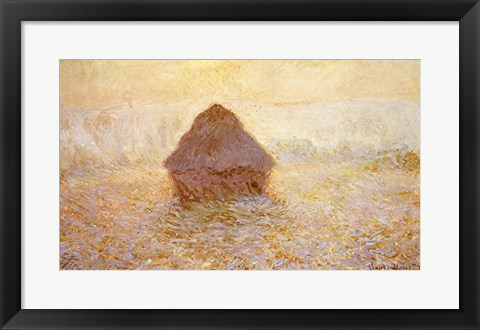 Framed Haystacks, Sun in the Mist Print