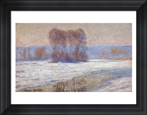 Framed Seine at Bennecourt, Winter Print