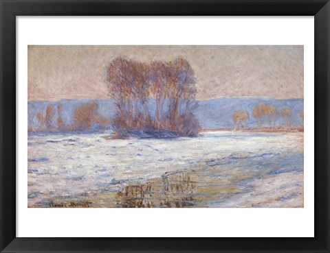 Framed Seine at Bennecourt, Winter Print