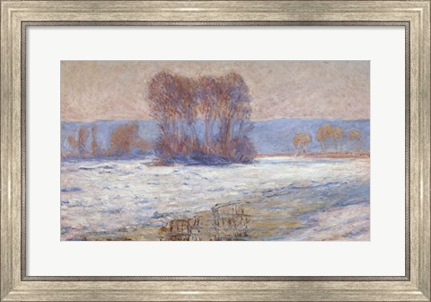 Framed Seine at Bennecourt, Winter Print