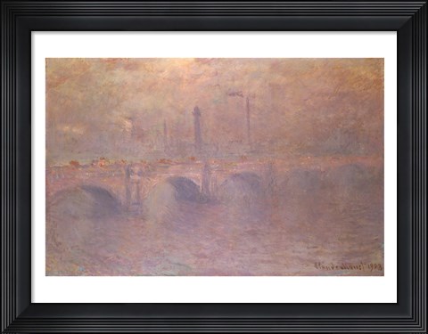 Framed Thames at London, Waterloo Bridge, 1903 Print