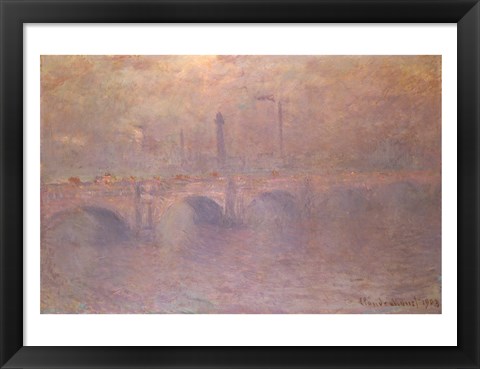 Framed Thames at London, Waterloo Bridge, 1903 Print