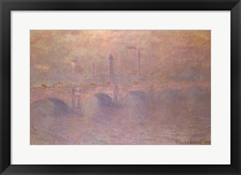 Framed Thames at London, Waterloo Bridge, 1903 Print