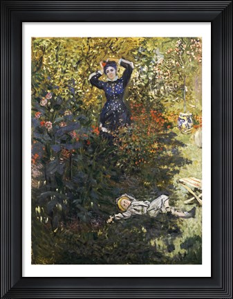 Framed Camille and Jean in the Garden at Argenteuil Print