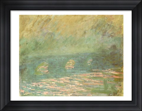 Framed Waterloo Bridge (blue and green) Print