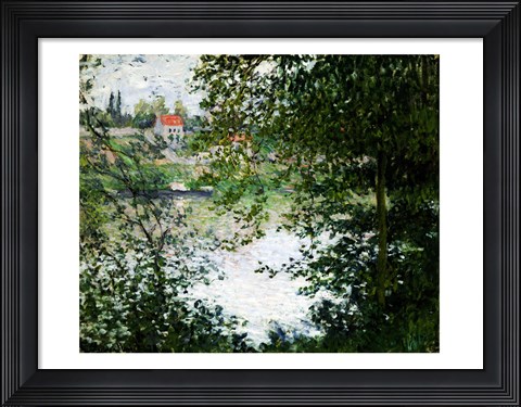 Framed Ile de La Grande Jatte Through the Trees, 1878 Print