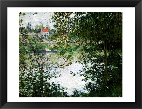 Framed Ile de La Grande Jatte Through the Trees, 1878 Print