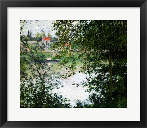 Framed Ile de La Grande Jatte Through the Trees, 1878 Print