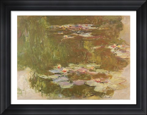 Framed Water Lilies, Reflected Willow, c.1920 Print