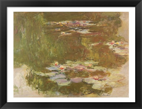 Framed Water Lilies, Reflected Willow, c.1920 Print