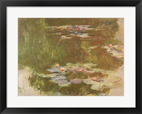 Framed Water Lilies, Reflected Willow, c.1920 Print