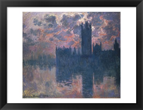 Framed Houses of Parliament, Sunset, 1902 Print