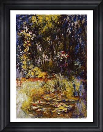 Framed Corner of a Pond with Waterlilies, 1918 Print