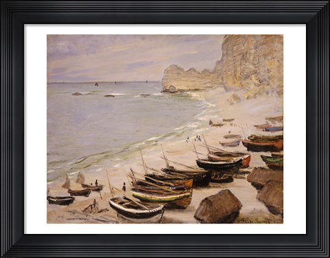 Framed Boats on the Beach at Etretat, 1883 Print