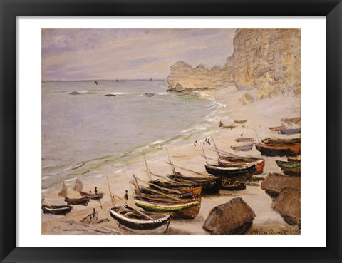 Framed Boats on the Beach at Etretat, 1883 Print