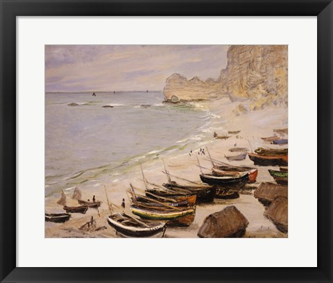 Framed Boats on the Beach at Etretat, 1883 Print