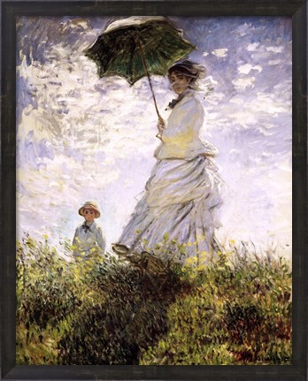 Framed Woman with a Parasol - Madame Monet and Her Son Print