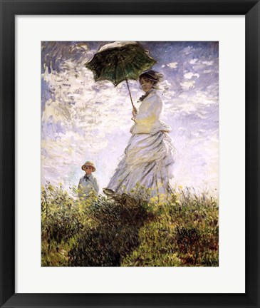 Framed Woman with a Parasol - Madame Monet and Her Son Print