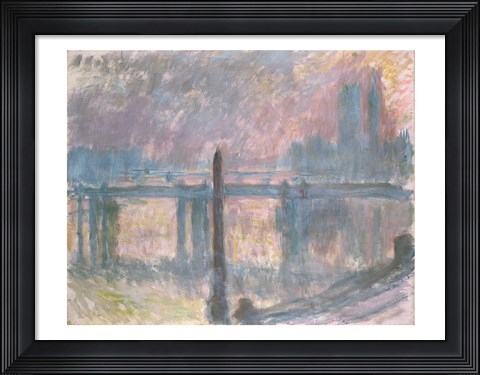 Framed Cleopatra&#39;s Needle and Charing Cross Bridge, 1899 Print