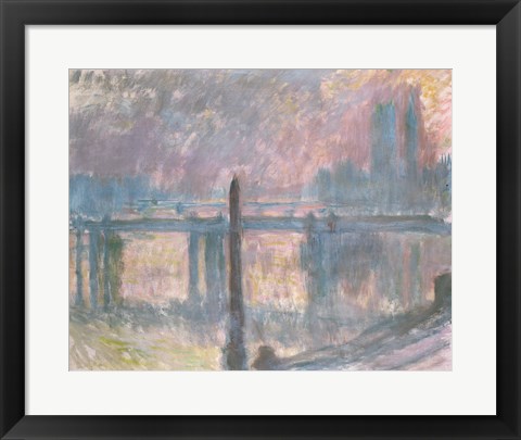 Framed Cleopatra&#39;s Needle and Charing Cross Bridge, 1899 Print