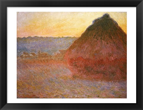 Framed Haystacks, Pink and Blue Impressions, 1891 Print