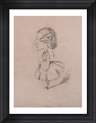 Framed Young girl in profile with a sharp nose Print
