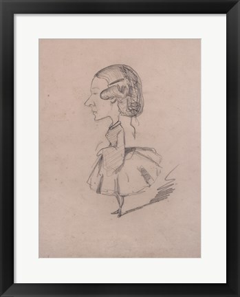 Framed Young girl in profile with a sharp nose Print