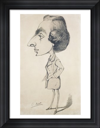 Framed Young Man in the style of a Romantic, 1857 Print