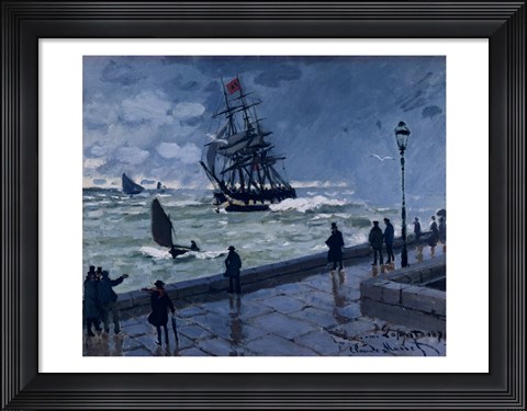 Framed Jetty at Le Havre, Bad Weather, 1870 Print